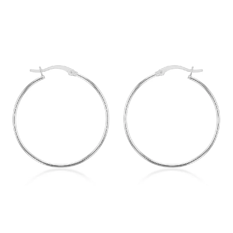 antique earrings for women -Sterling Silver Plain 30mm Hoop Earrings