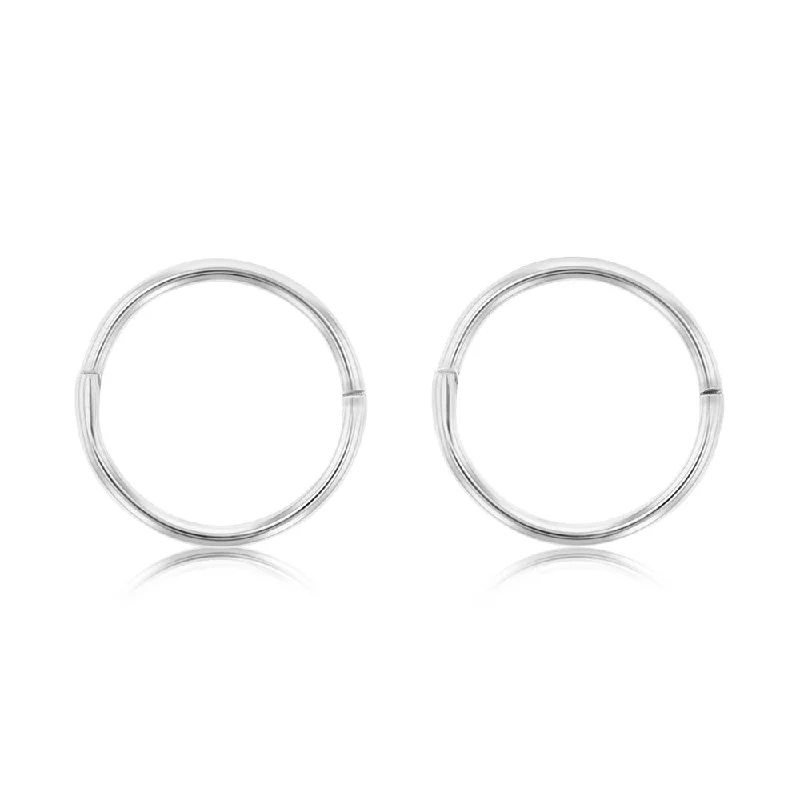 moon earrings for women -Sterling Silver Plain 12mm Sleeper Earrings