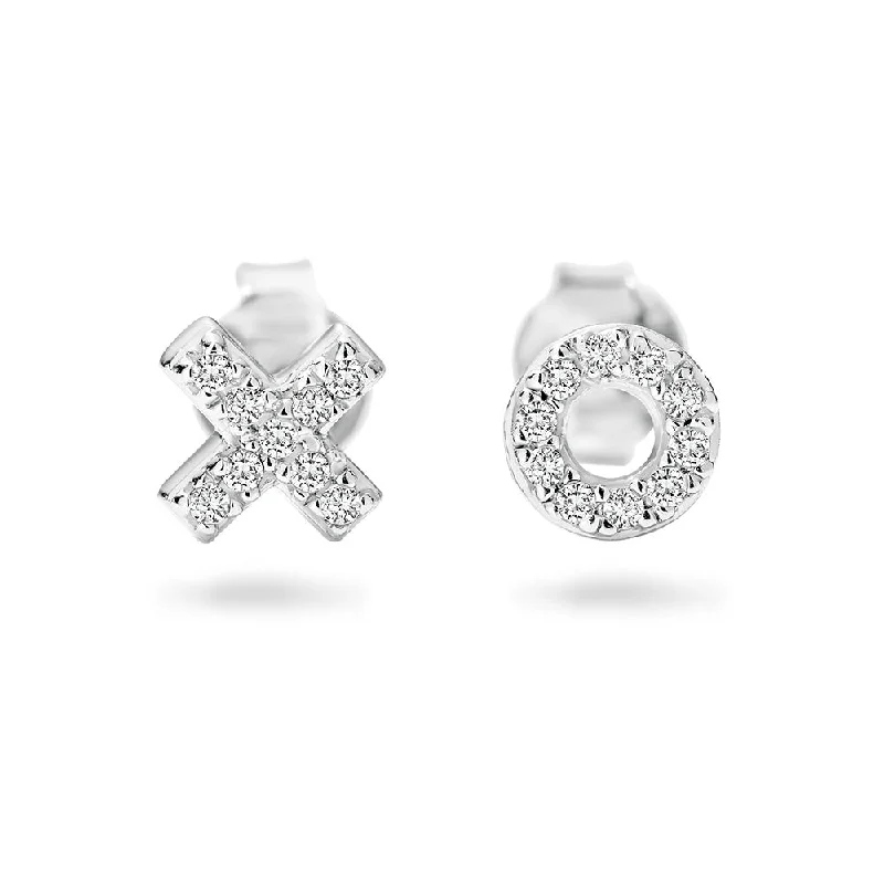 layered earrings for women -Georgini Kiss and Hug Zirconia Stud Earrings