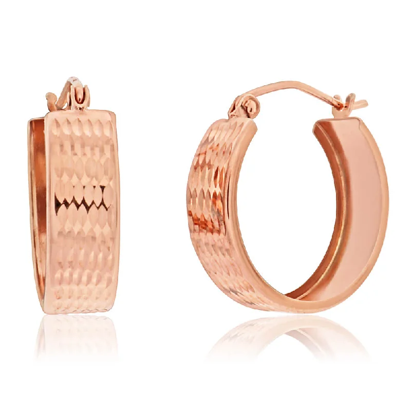 fashion crystal earrings for women -9ct Rose Gold Silver Filled Diamond Cut Hoop Earrings