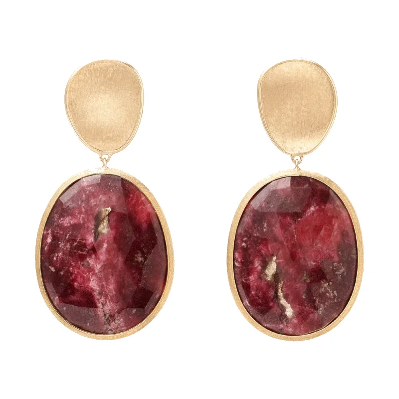 ruby earrings for women -Marco Bicego 18K Yellow Gold Lunaria Double Drop Thulite Earrings