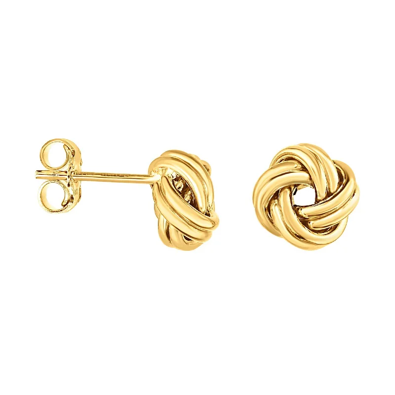 stud earrings for women -14K Yellow Gold Medium Muli-Row Love Knot Stud Earring