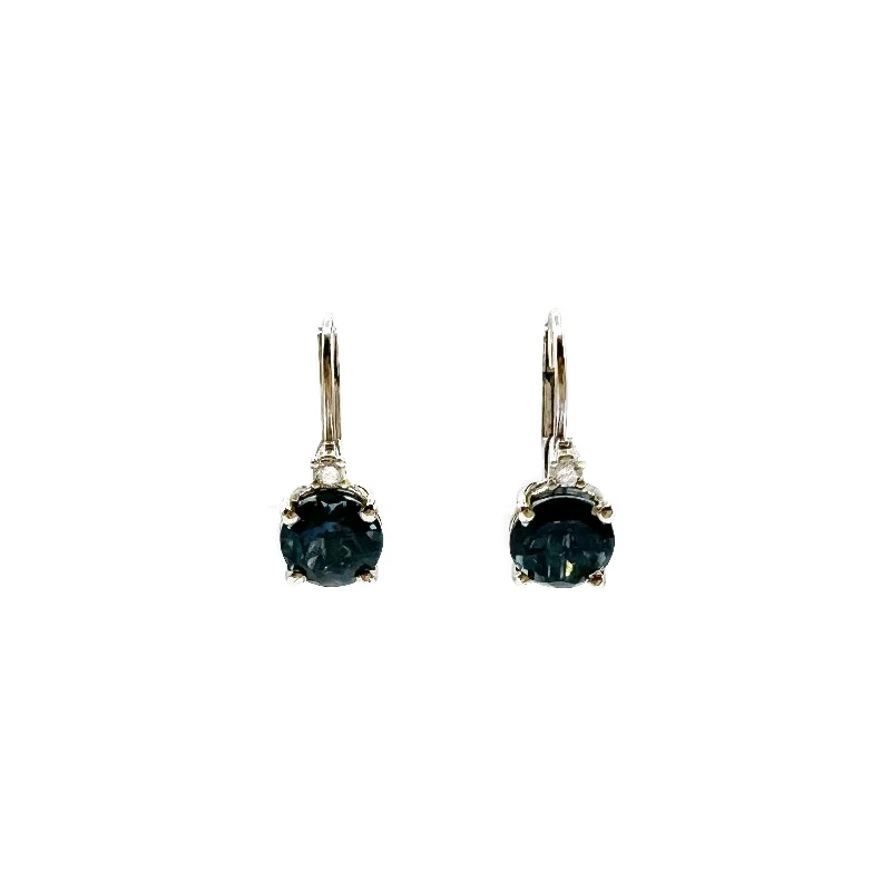 custom earrings for women -Classic Blue Topaz set in White Gold