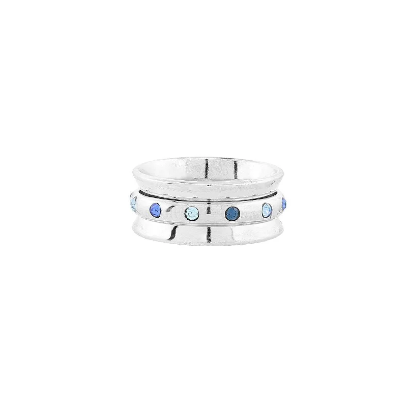 solitaire rings for women -1928 Jewelry Blue Aqua Marine Crystal Anxiety Spinner Ring