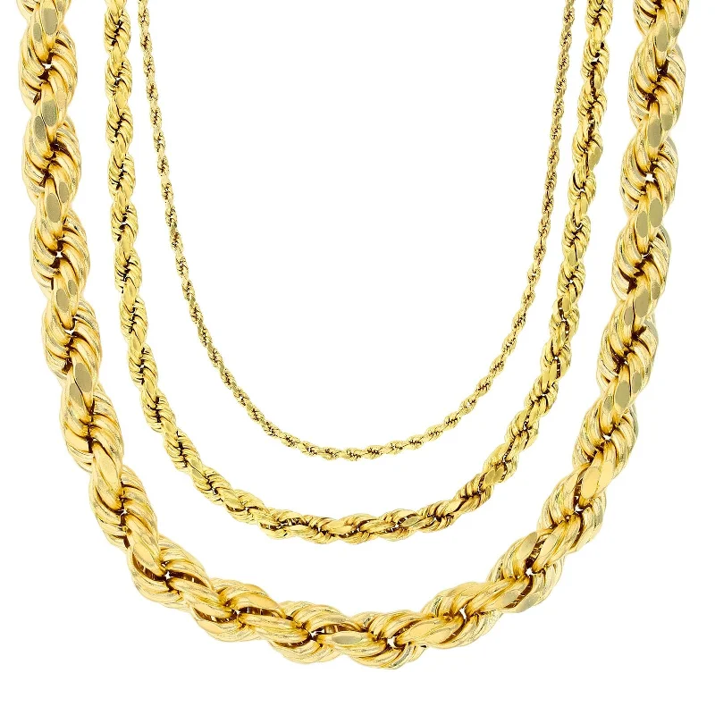 adjustable chain necklaces for women -Lightweight Rope Chain (10K)