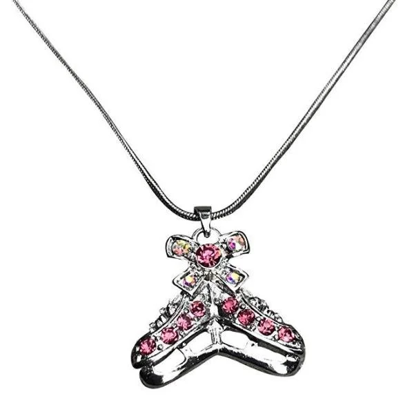 fashion necklaces for women -Figure Skating Pink Rhinestone Necklace