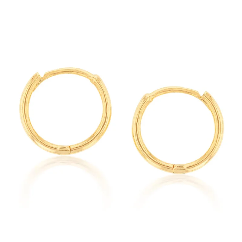 twisted earrings for women -9ct Yellow Gold Plain Round 9mm Sleeper Earrings