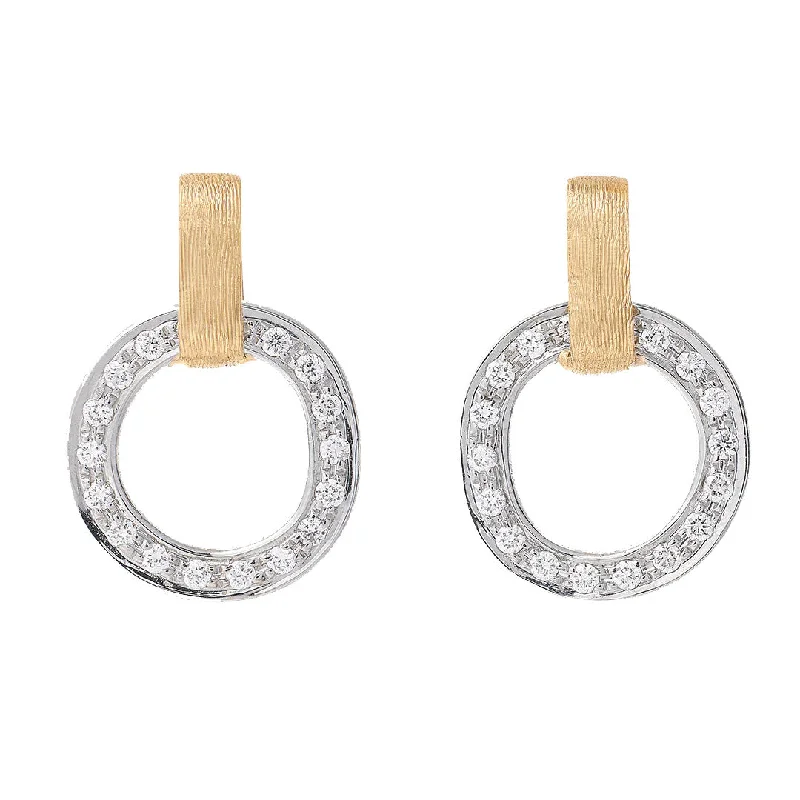 fashion-forward earrings for women -Marco Bicego Jaipur Gold 18K Yellow Gold Flat-Link Diamond Stud Earrings