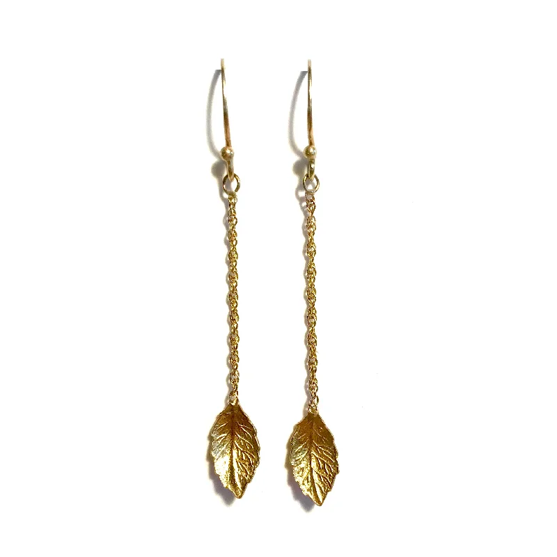 personalized earrings for women -Golden Leaves Suspended