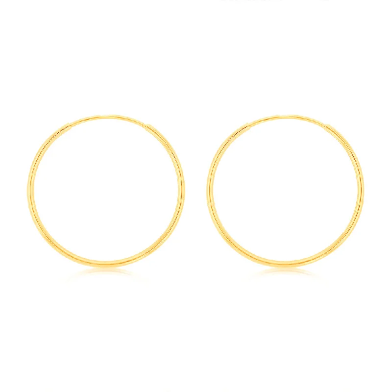 trendy earrings for women -9ct Yellow Gold Plain 15mm Sleeper Earrings