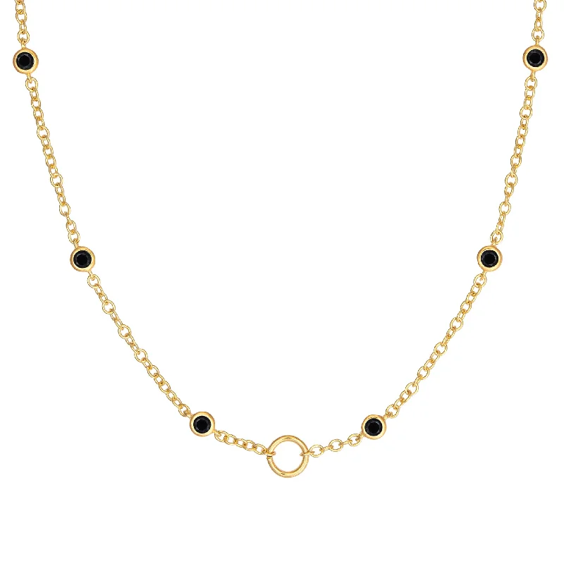 silver chain necklaces for women -Molecule Necklace - Black