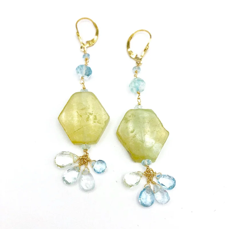 sapphire earrings for women -Flowery Aquamarines