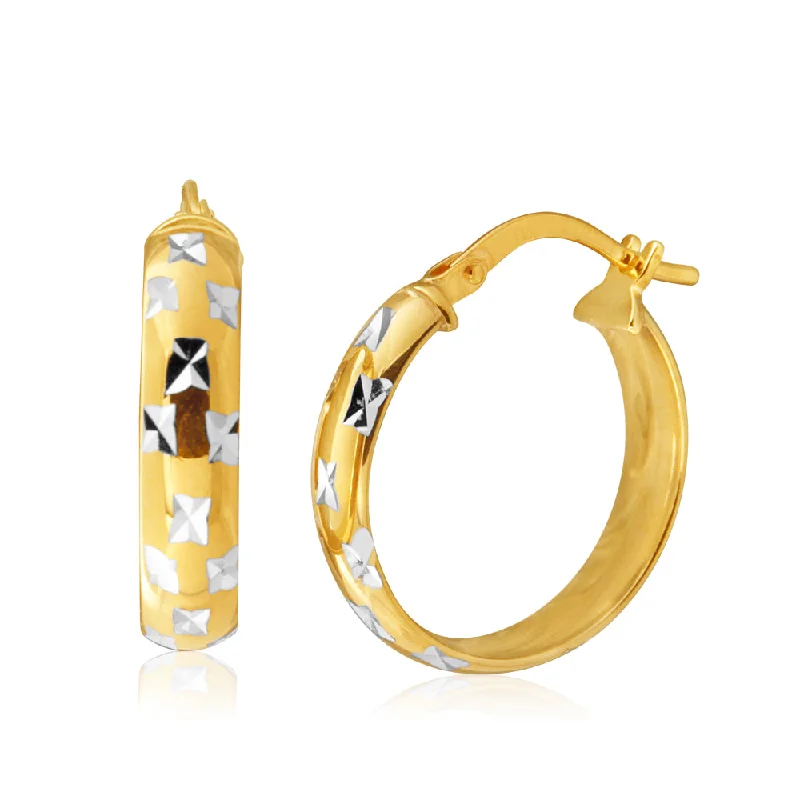 elegant earrings for women -9ct Yellow Gold Silver Filled 15mm Hoop Earrings