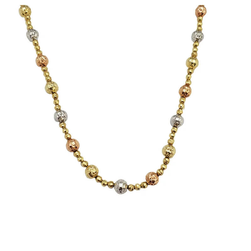 luxury necklaces for women -Tricolor Bead Chain (14K)