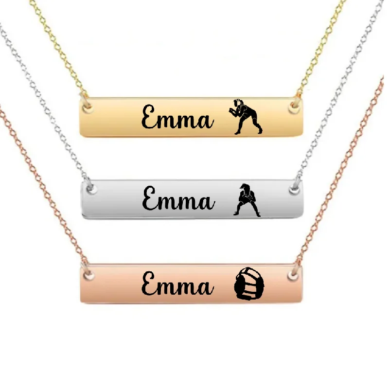 emerald-cut necklaces for women -Wrestling Bar Necklace- Pick Style