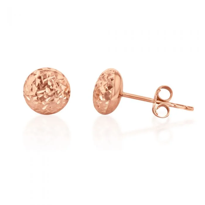 heart-shaped earrings for women -9ct Rose Gold Diamond Cut 7mm Stud Earrings