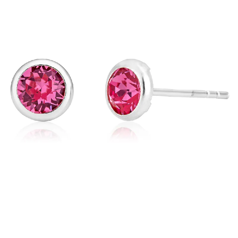 chandelier drop earrings for women -Sterling Silver 5mm Pink Swarovski Crystal Stud Earrings   *colours may vary*