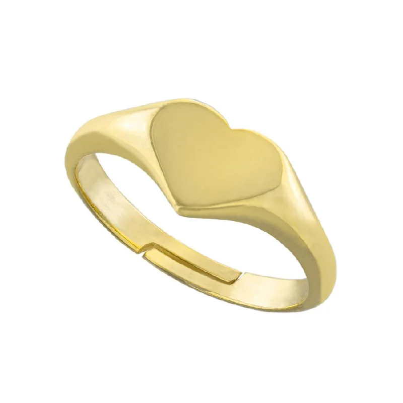 sterling silver rings for women -Adjustable Heart Signet Ring