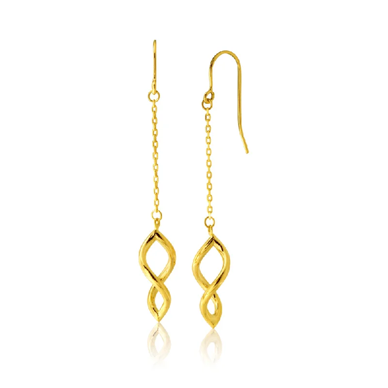 heart earrings for women -9ct Yellow Gold Silver Filled Twist Drop Earrings