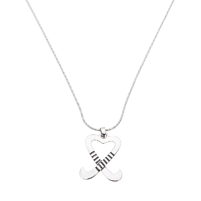 gold necklaces for women -Field Hockey Heart Stick Necklace