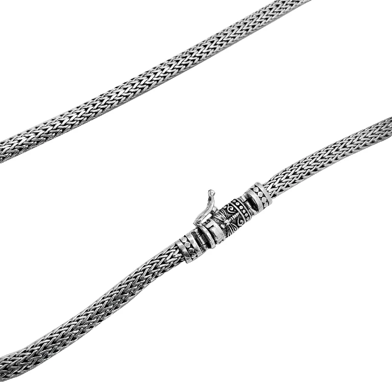 sapphire and diamond necklaces for women -Solid Braided Chain (Silver)