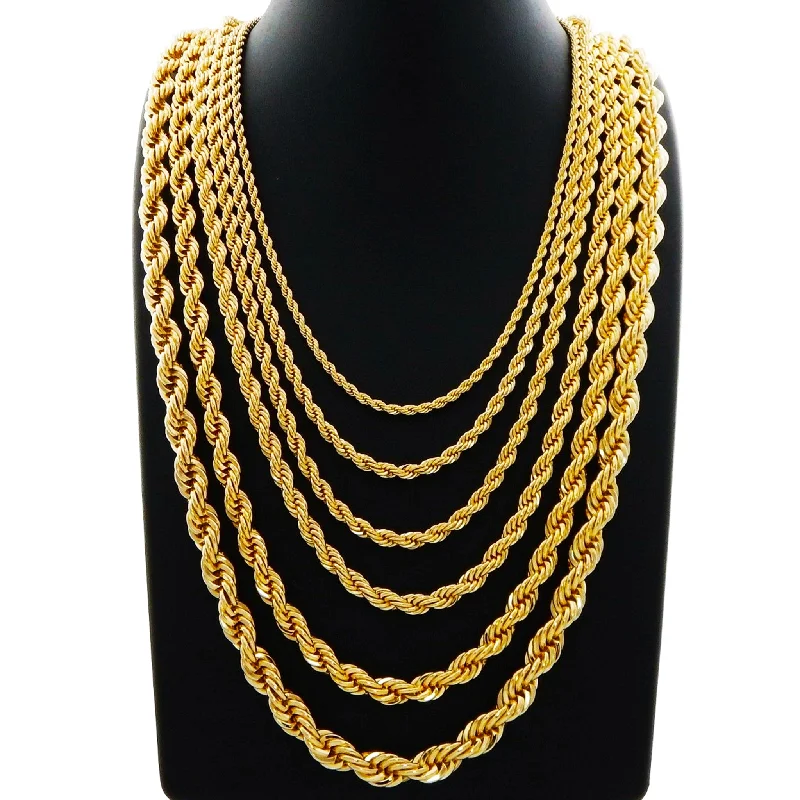 custom necklaces for women -Solid Diamond-Cut Rope Chain (14K)