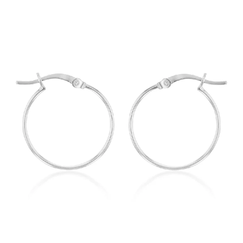 silver hoop earrings for women -Sterling Silver Plain 20mm Hoop Earrings