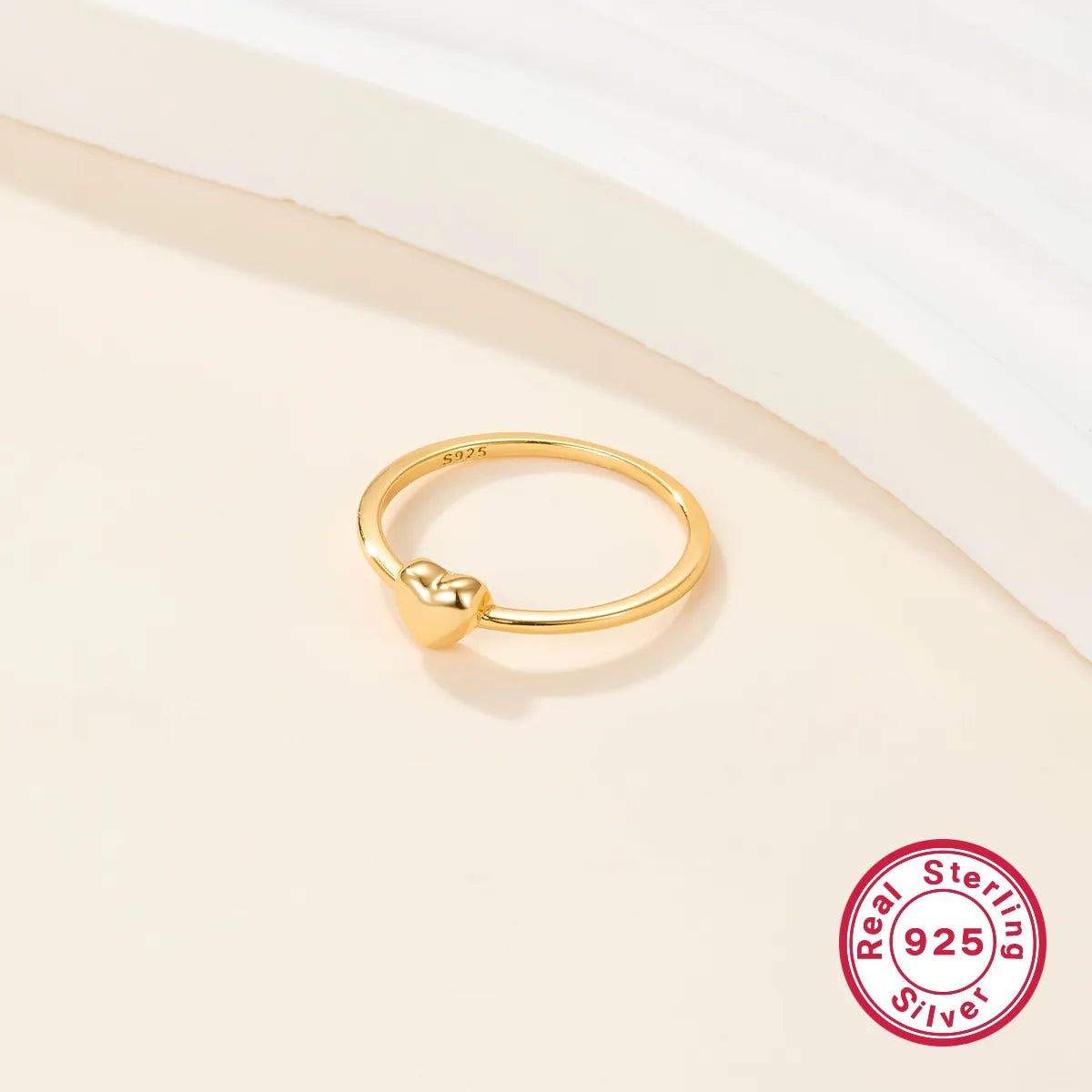 heart-shaped rings for women -Elegant Heart Shape Sterling Silver Plating 18k Gold Plated Rings