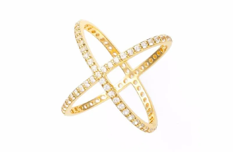 double band rings for women -Criss Cross Ring - Yellow Gold