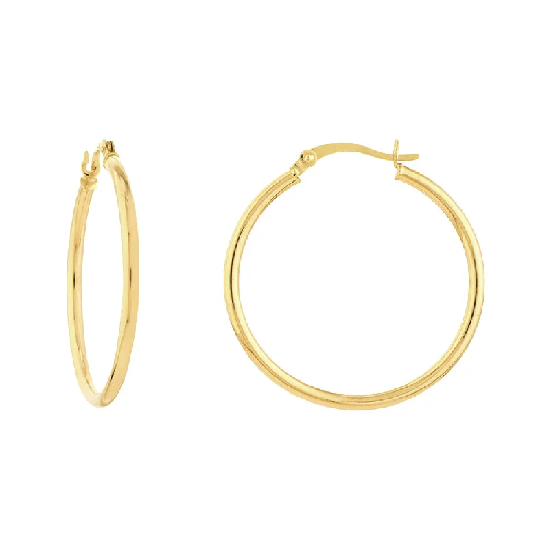 ruby earrings for women -14K Yellow Gold 2x30MM Hoop Earrings