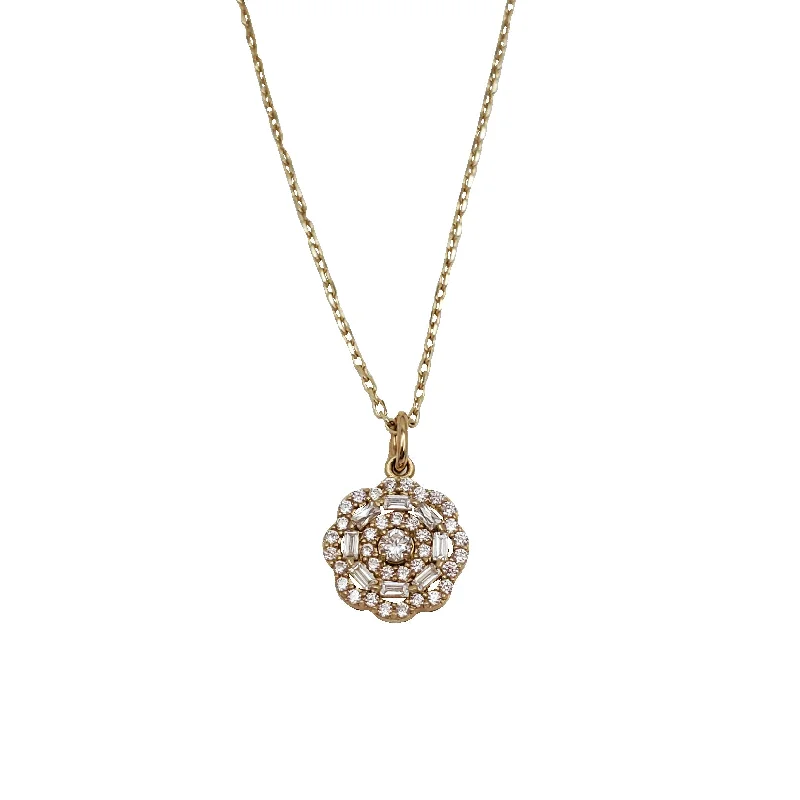 layered gold necklaces for women -Baguette Flower Fancy Chain (14K)