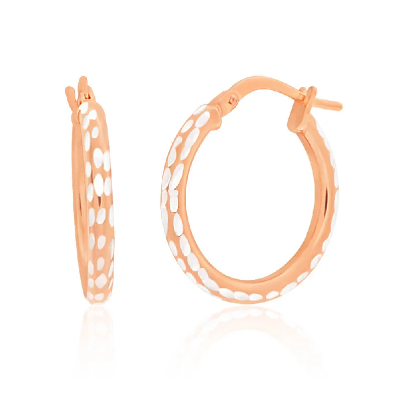 leaf earrings for women -9ct Rose Gold Silver Filled 15mm Diamond Cut Hoop Earrings