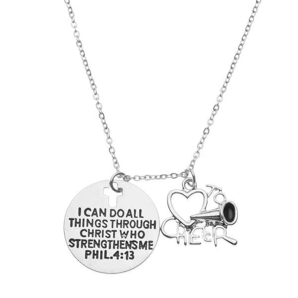 circle necklaces for women -Cheer Necklace - I Can Do All Things Through Christ Who Strengthens