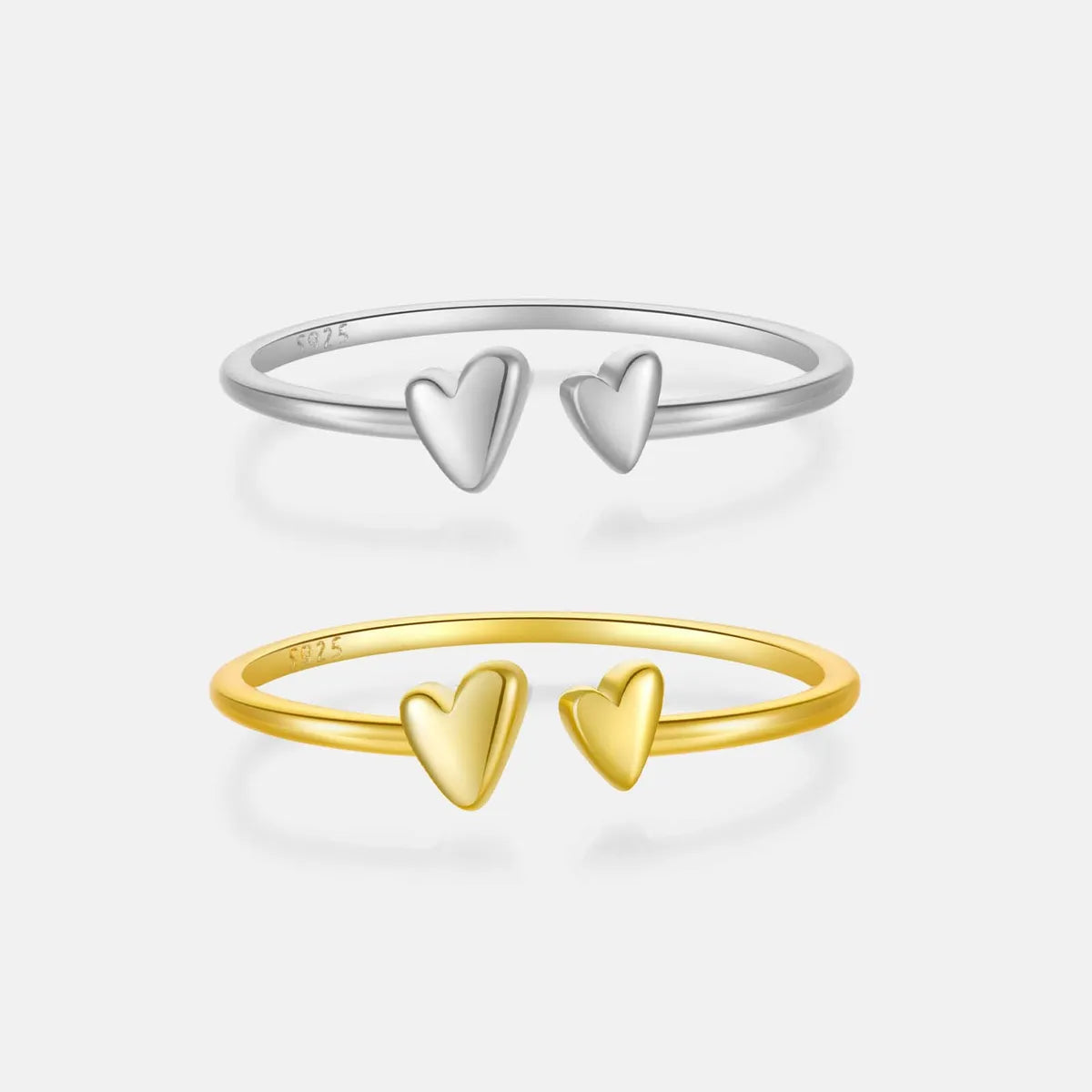 adjustable gemstone rings for women -Sterling Silver Plating Heart Shape Open Rings