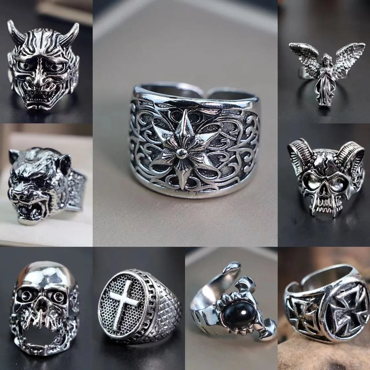 men's and women's matching rings -Hip-Hop Cool Style Animal Eye Rhombus Alloy Plating Unisex Rings