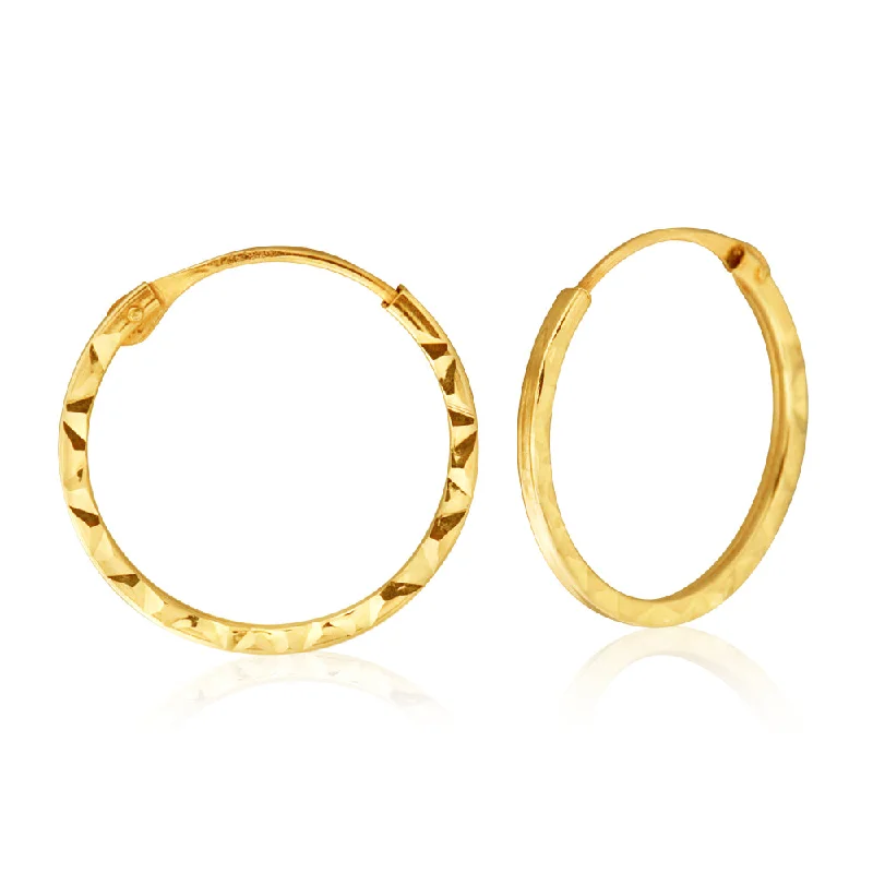 vintage-inspired earrings for women -9ct Yellow Gold 1x14mm Hinged Hoop Earrings