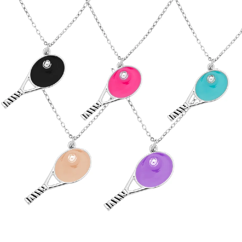 woven chain necklaces for women -Tennis Racket Charm Necklace - Pick Color