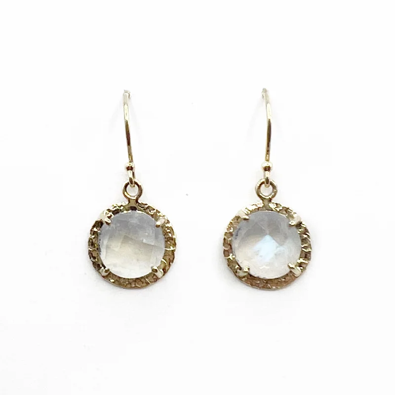 opal earrings for women -Moonstones Encircled with Hammered Gold