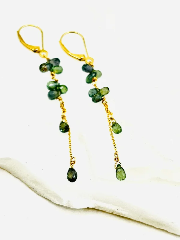 fashion-forward earrings for women -Green Sapphire Earrings