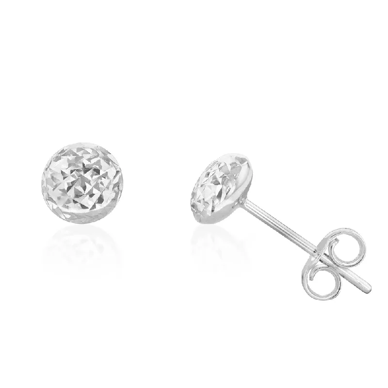 luxury earrings for women -9ct White Gold Textured 5.5mm Stud Earrings