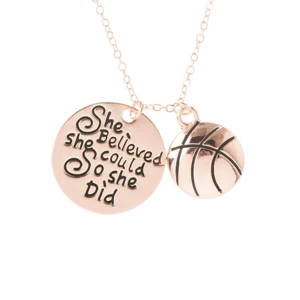 flower-shaped necklaces for women -Basketball She Believed She Could So She Did Necklace