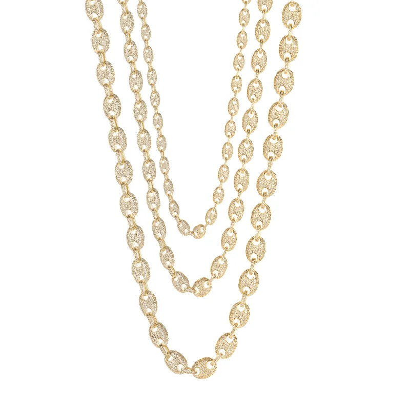 flower-shaped necklaces for women -Iced-Out Puffy Mariner Chain (14K)