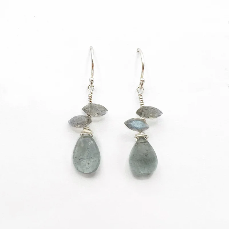 chandelier earrings for women -Raindrop Labradorites