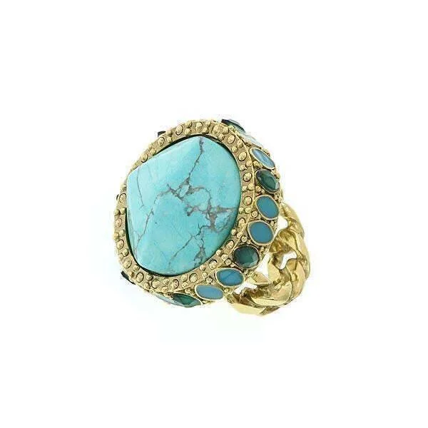 custom rings for women -2028 Jewelry Oasis Green & Turquoise Stone Round Ring