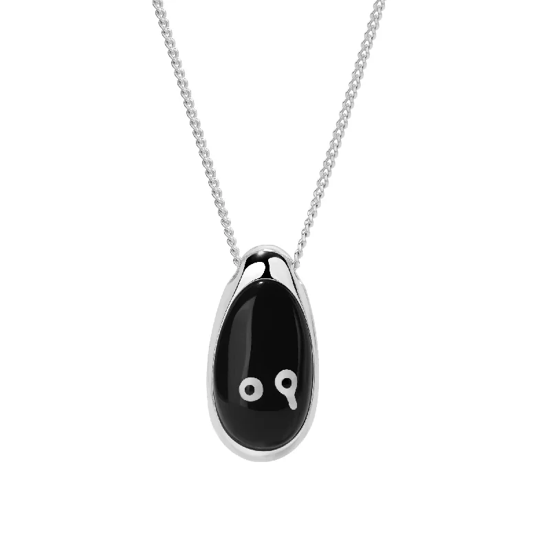 gemstone pendant necklaces for women -Smiley x Ryuji Silver Double-Faces Black Onyx Necklace