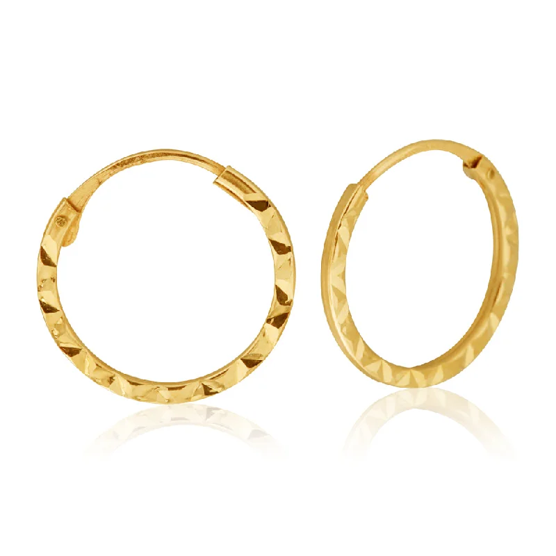 fashion crystal earrings for women -9ct Yellow Gold 12mm Hinged Hoop Earrings