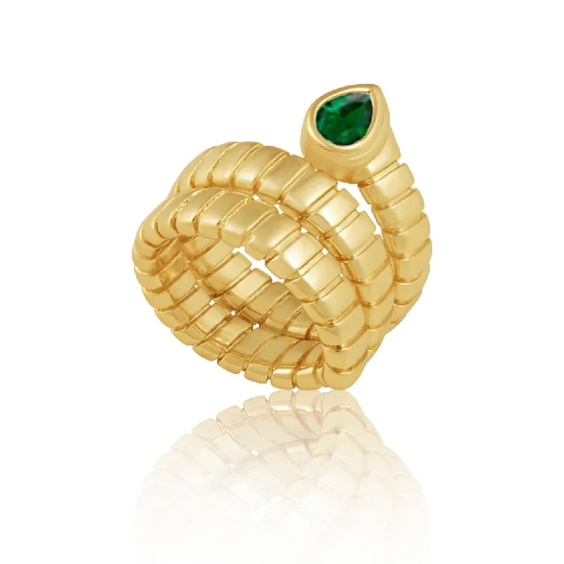 custom gold rings for women -Hollyn Wrap Emerald Ring