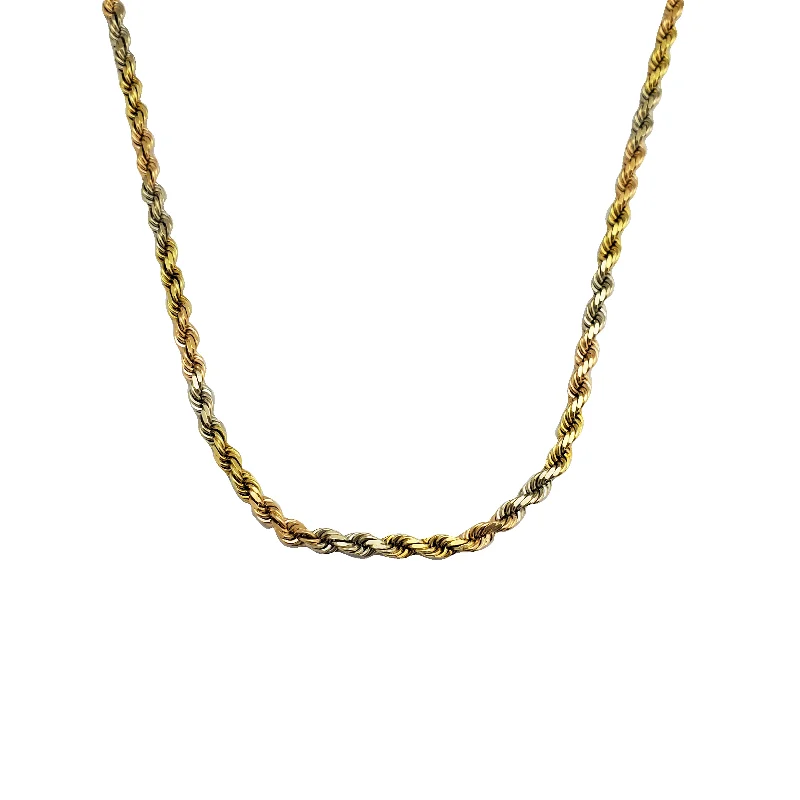 fashion-forward necklaces for women -Tricolor Solid Rope Chain (14K)