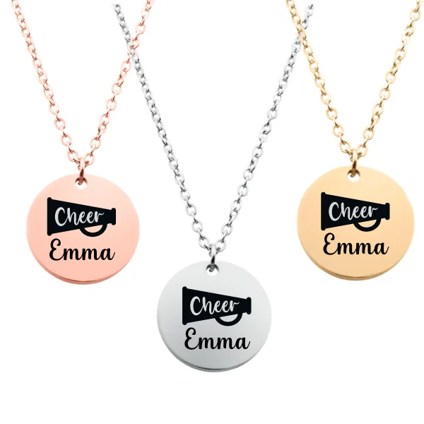 sterling silver necklaces for women -Engraved Cheer Megaphone Necklace