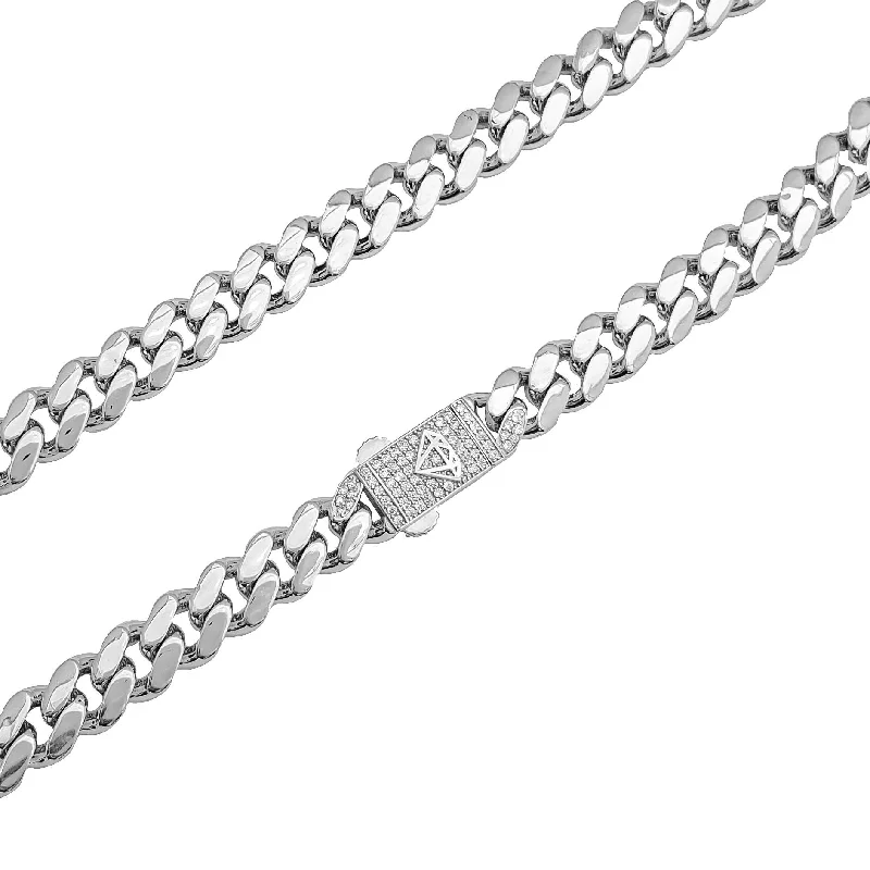 high-end necklaces for women -[Lightweight] Hollow Monaco Chain White Gold (14K)